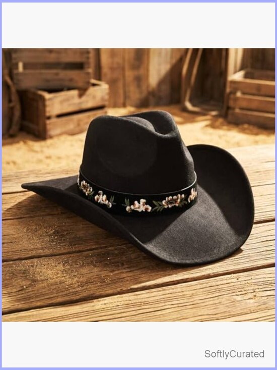 Felt Teardrop Western Cowgirl Hat, Adjustable, Wide Brim, Unisex main image 6